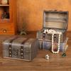 Vintage Wooden Jewelry Storage Box with Lock - Ideal for Earrings, Necklaces, Gifts, and Photography Props.