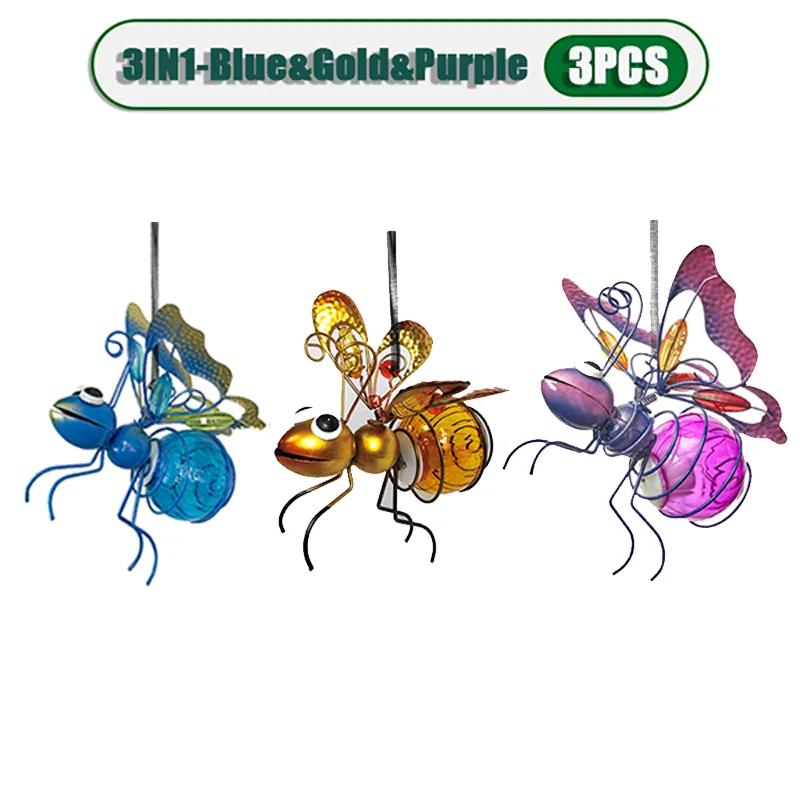 5PCS Solar-Powered Hanging Metal Ladybug Light  Garden Decor  Lady Sculpture with Bouncy Springs Summer Outdoor Art Decorations