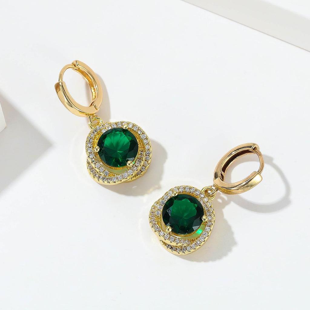 High-Quality Retro Geometric Crystal Glass Earrings