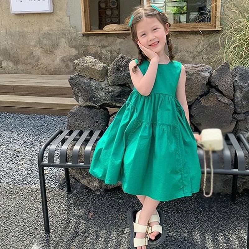 

Однотонное платье без рукавов для девочек, милое платье принцессы 9