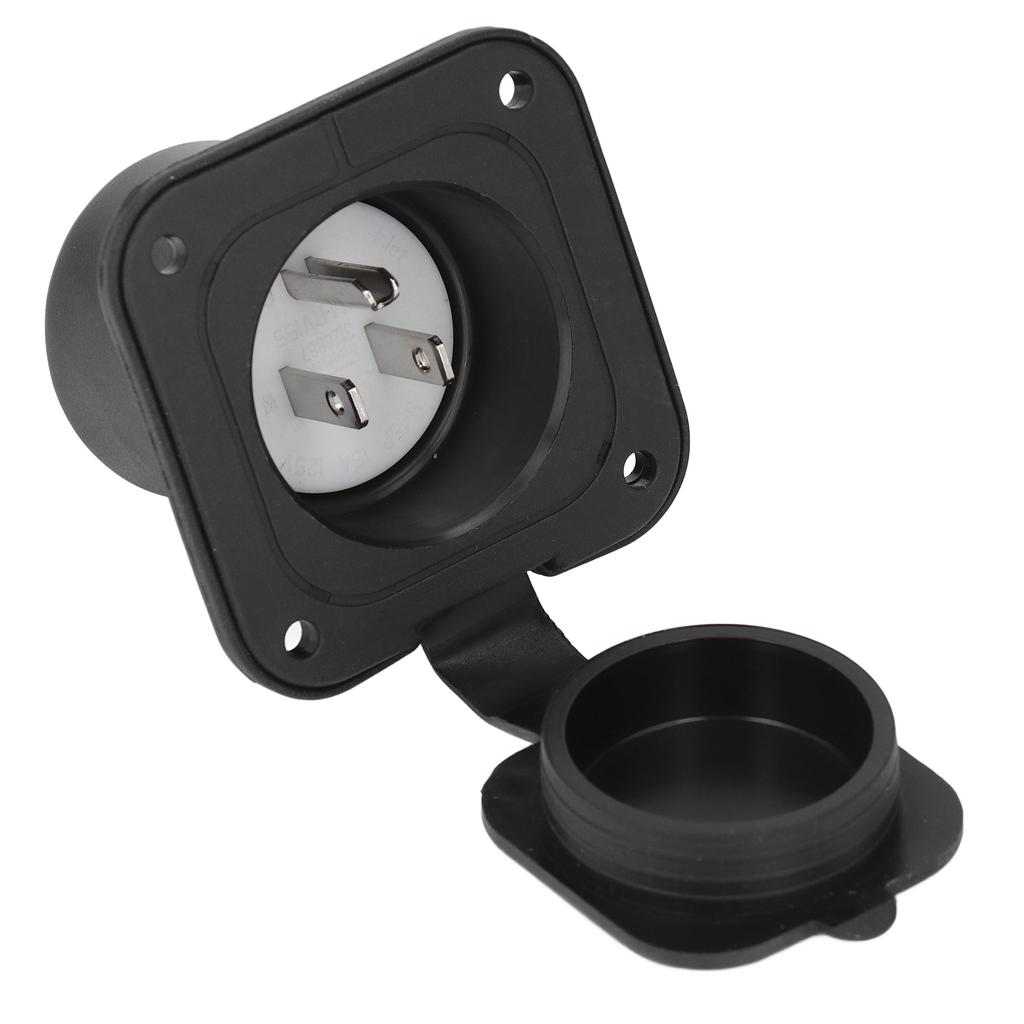 2-poliger 3-adriger Flansch-Stromeingang, gerade Flachsteckhülse mit wasserdichter Abdeckung, 15 A, 125 V
