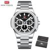 MINI FOCUS Fashion Multifunctional Quartz Watch for Men Luminous Hands Calendar Stainless Steel Strap Business Mens Watches