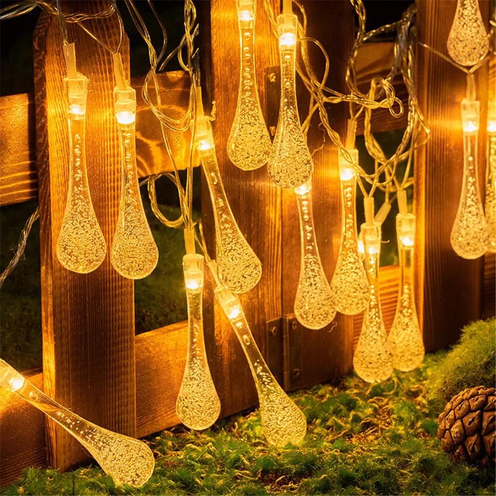 Battery Box Powered LED Water Drop String Lights 80/40/20/10LED Christmas Garland Wedding Birthday Party Fairy Room Decor