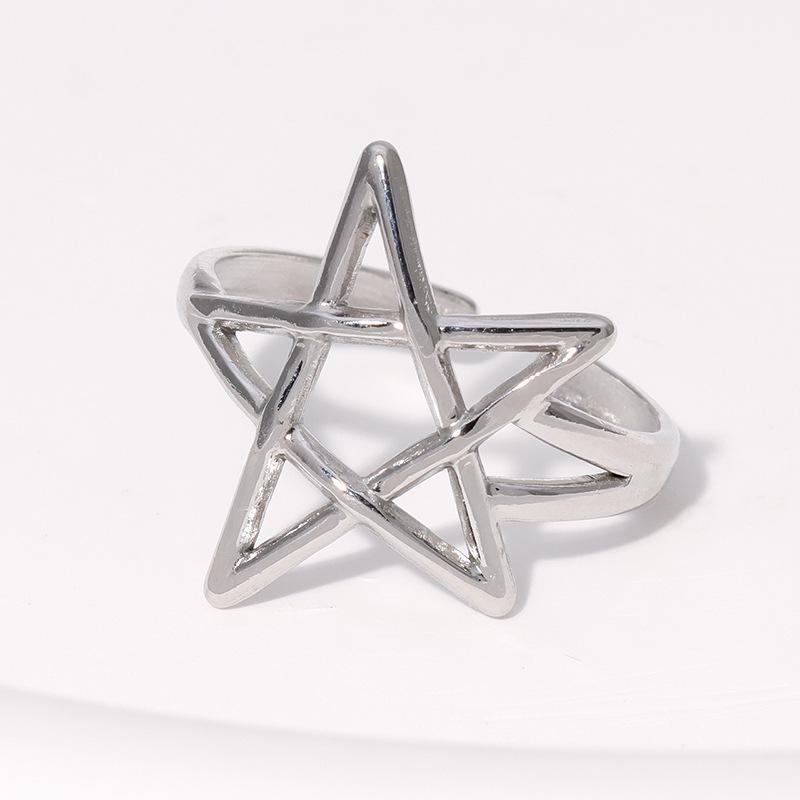 Star Titanium Steel Open Ring - Minimalist Stainless Steel Design