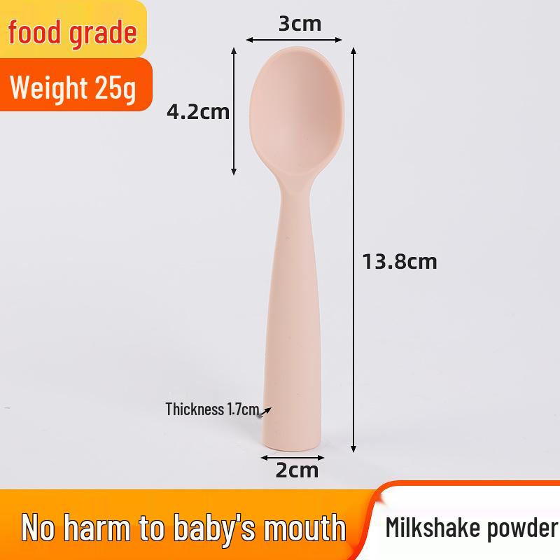 Baby Feeding Training Spoon - Silicone Long Handle for Infant Eating