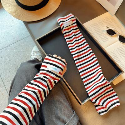 Arm Protection Striped Ice Sleeves Loose Anti-UV Sunscreen Sleeve UV Insulation Elastic Summer Cycling Sleeves Outdoor