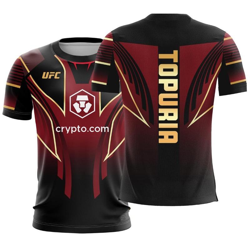 Maglietta a maniche corte da uomo 2025 UFC Fight Night Topuria Traspirante Sportswear per Allenamento di Arti Marziali Miste