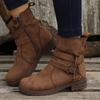 Retro Suede Martin Boots: Women's Plus Size Ankle Boots (Sizes 35-43), Studded Flat Heel, Unisex Couples' Short Boots