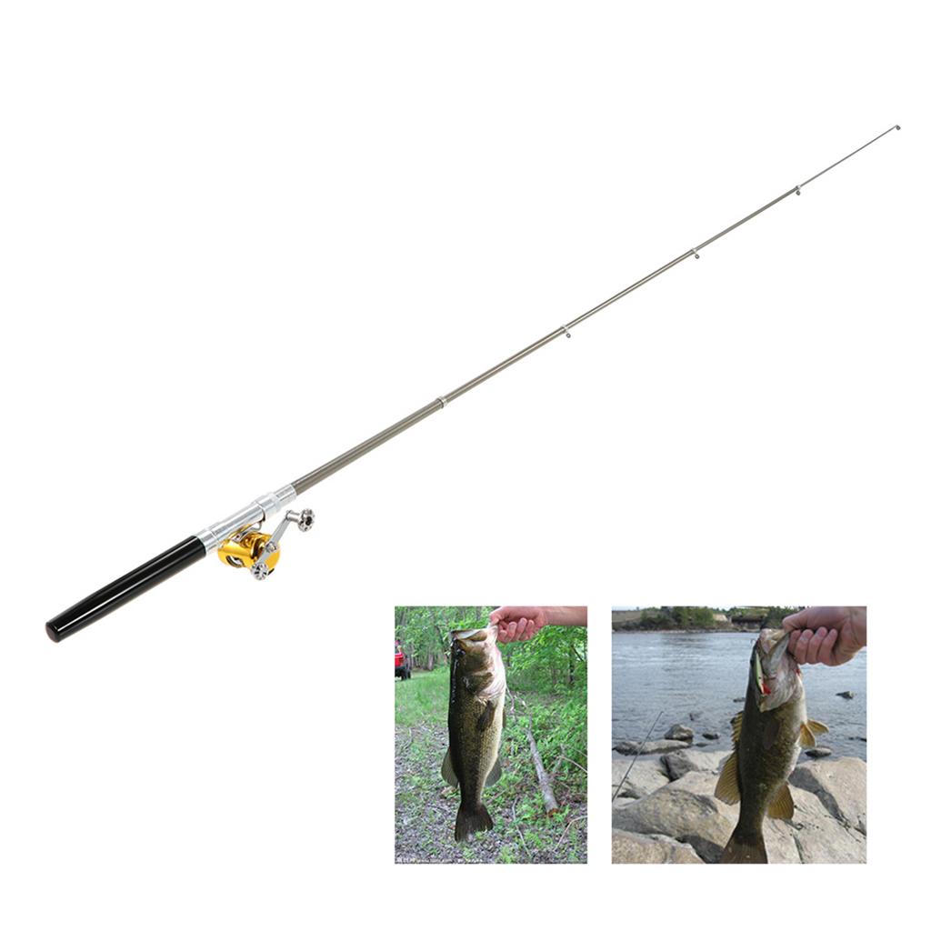 Fishing Rod Reel Combo Kit Set Mini Telescopic Portable Pocket Pen Fishing Rod Pole + Reel Aluminum Alloy Fishing