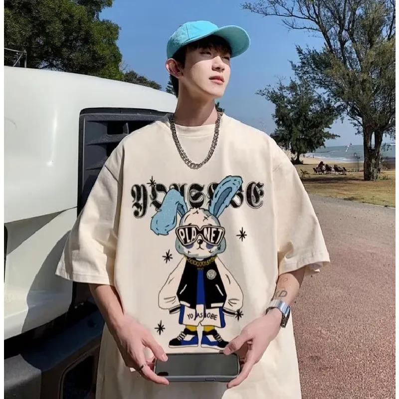 Tricouri cu mânecă scurtă pentru bărbați Tricouri cu jumătate de mânecă cu imprimeu grafic cu litere Pulover Tricou casual Bărbați casual coreean cu gât rotund Topuri retro Pentru