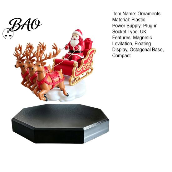 Unique Christmas Gift for Family Floating Santa Sleigh, Magnetic Levitation Santa's Flying Sleigh Ornament, Holiday Centerpiece Fireplaces Display