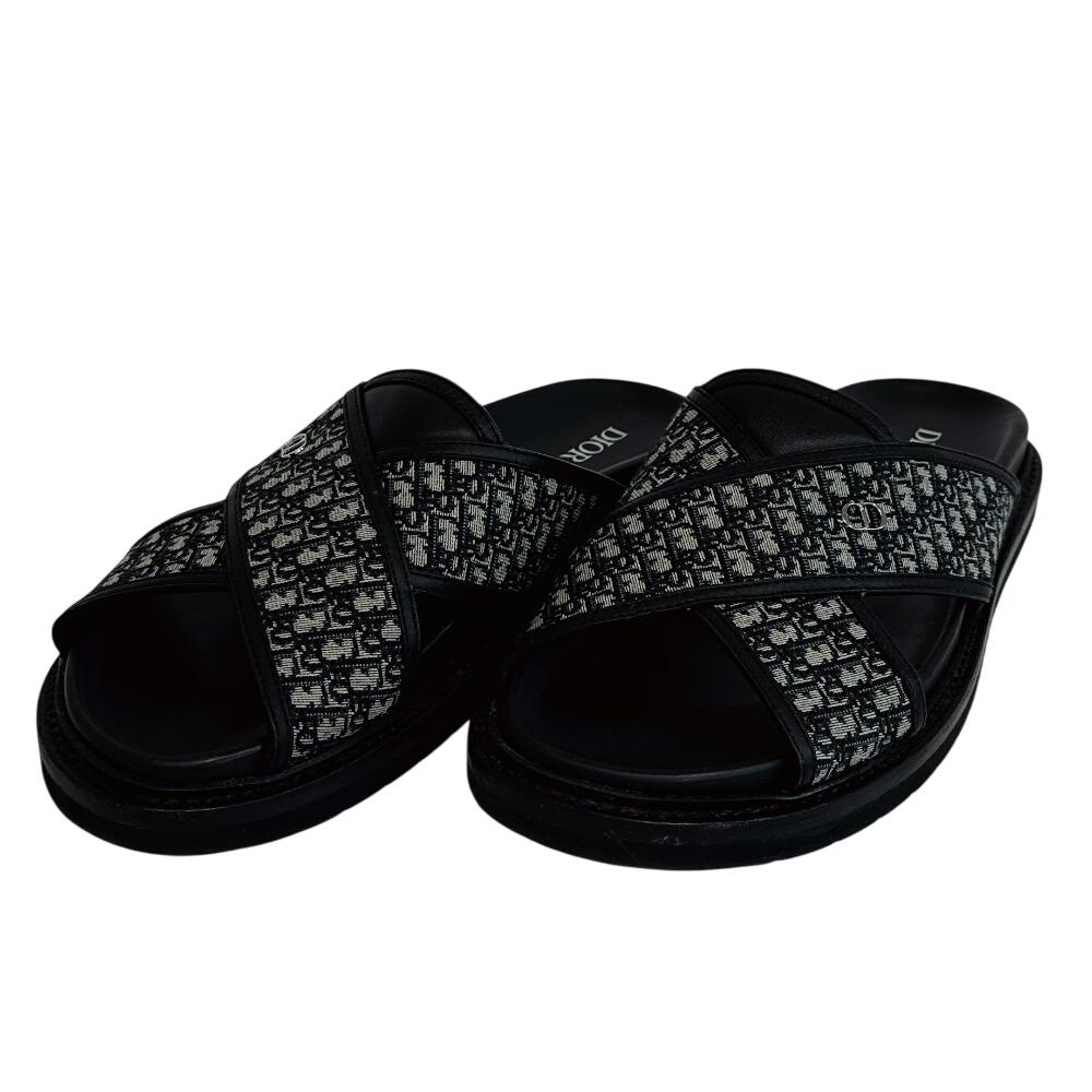 Christian Dior cross sandals Trotter canvas Oblique Sandals black canvas Used