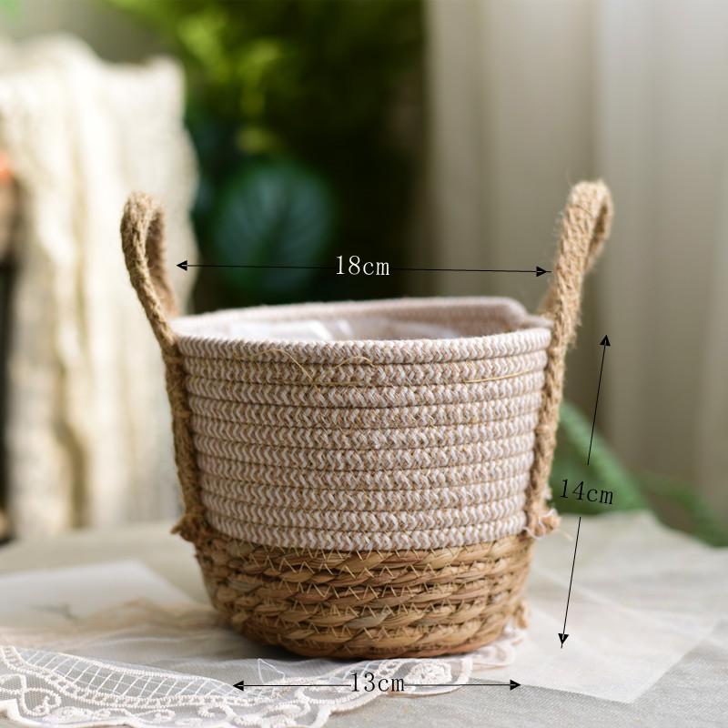 Pastorale Scandinavische Geweven Bloemmand Handtas voor Droogbloemenarrangement en Succulentenpot