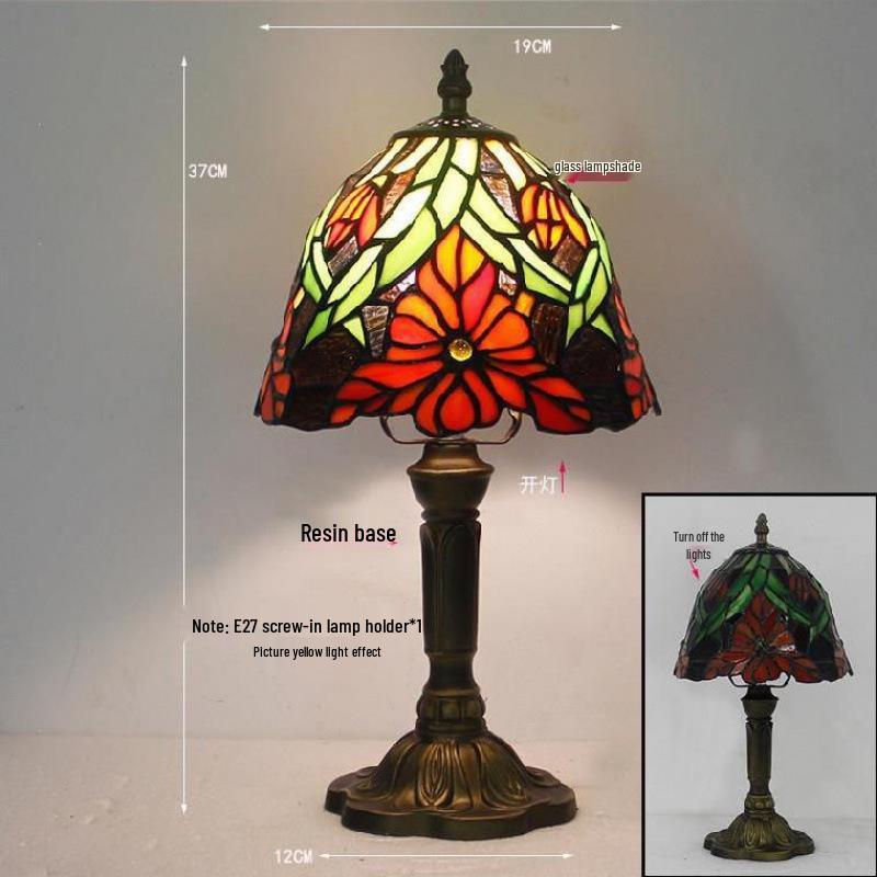 Retro Nostalgic Tiffany Bank Lamp for Living Room or Bedroom