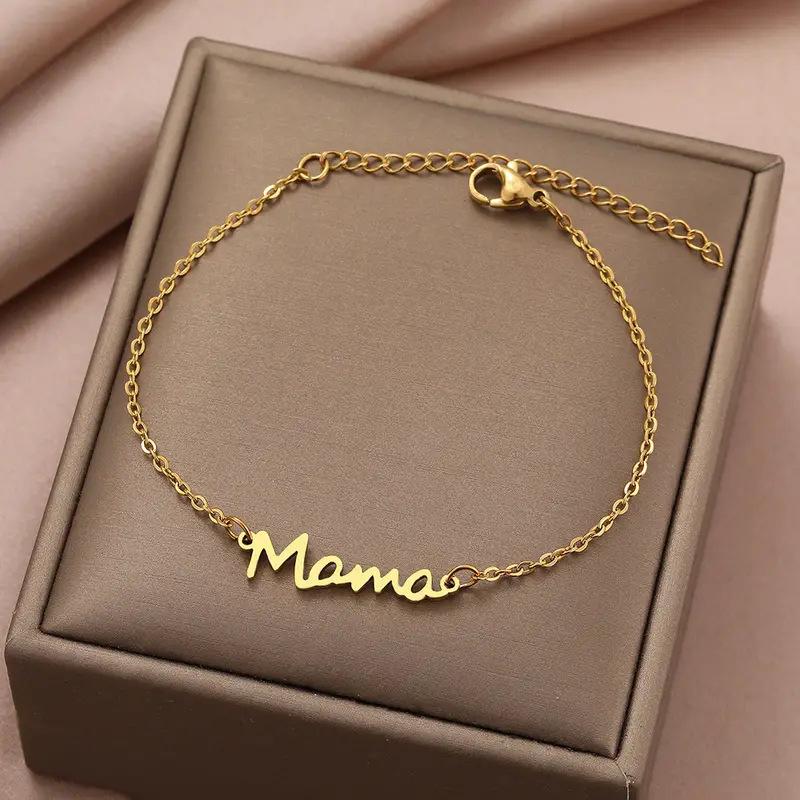 

Stainless Steel Bracelets Letter Mama Pendant Chains Fashion Charms Bracelet For Women Jewelry Party Lover Mum Mother s Gifts
