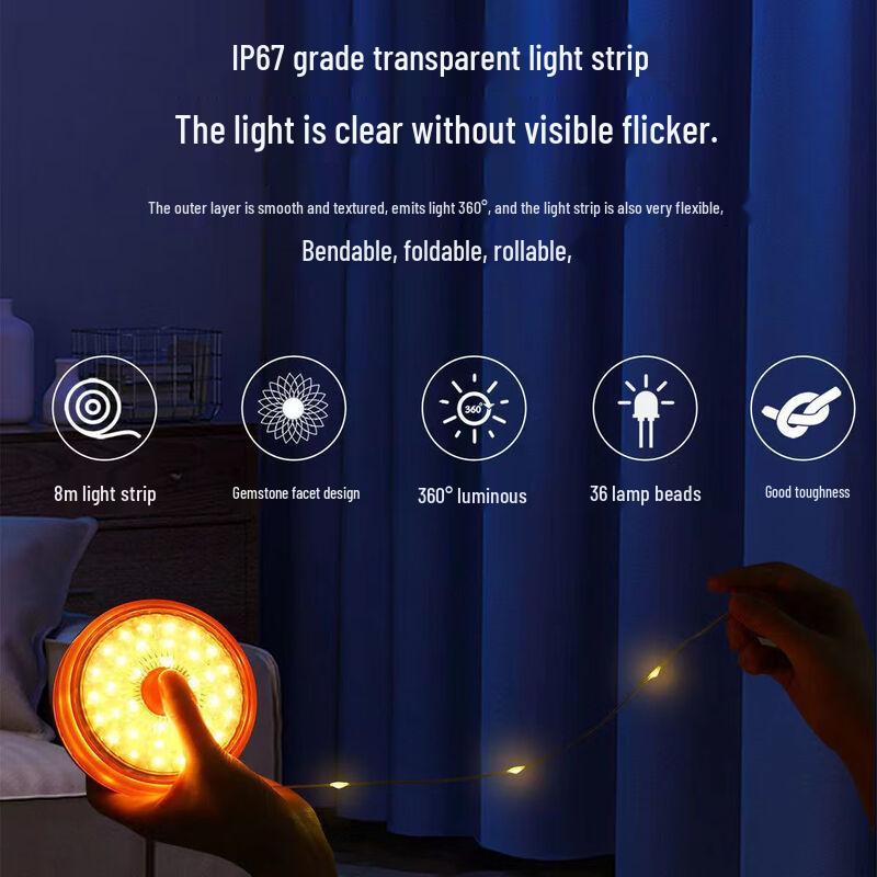 Huilingyang 8M Warm Light Outdoor Camping Tape Light