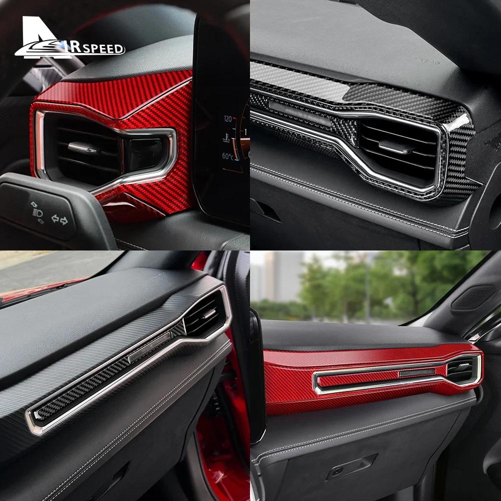 For Ford Mustang GT Dark Horse EcoBoost 2024 2025 2026 LHD RHD Real Soft Carbon Fiber Sticker Car Center Console AC Outlet Trim