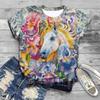 New Women T-Shirts Horse 3D Print Women's Round Neck Short Sleeve T Shirt Animal Graphic Tees Harajuku Y2K Tops Female Clothing