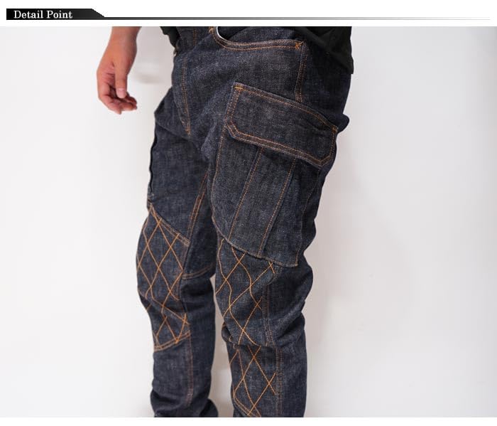 Kojima Jeans KOJIMA GENES 13oz Double Knee Cargo Slim Stretch Jeans Denim One Wash Made in Japan Men's RNB-117 Indigo-30