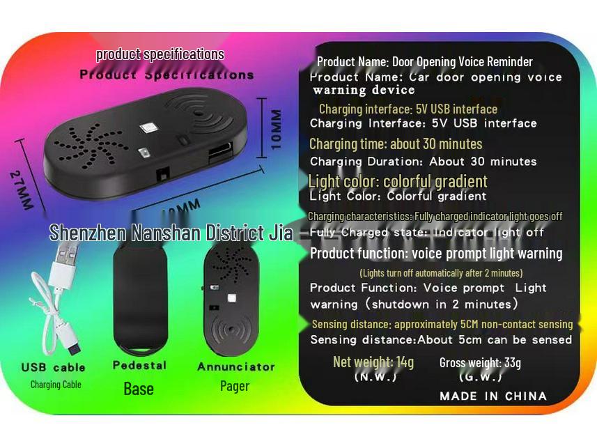 Automatic Car Door Voice Reminder & LED Warning Light
