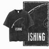 YB FISHING THEME Printed Cotton Acid Washed Exclusive Graphic Unisex T Shirt Cool Streetwear Men Tshirts Big Size Tee for Men