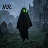 Outdoor Hanging Ghost Halloween Decoration, Spooky Black Fabric with Green Party Supplies Eyes for Outside Tree, Porch, Yard, Lawn, Haunted
