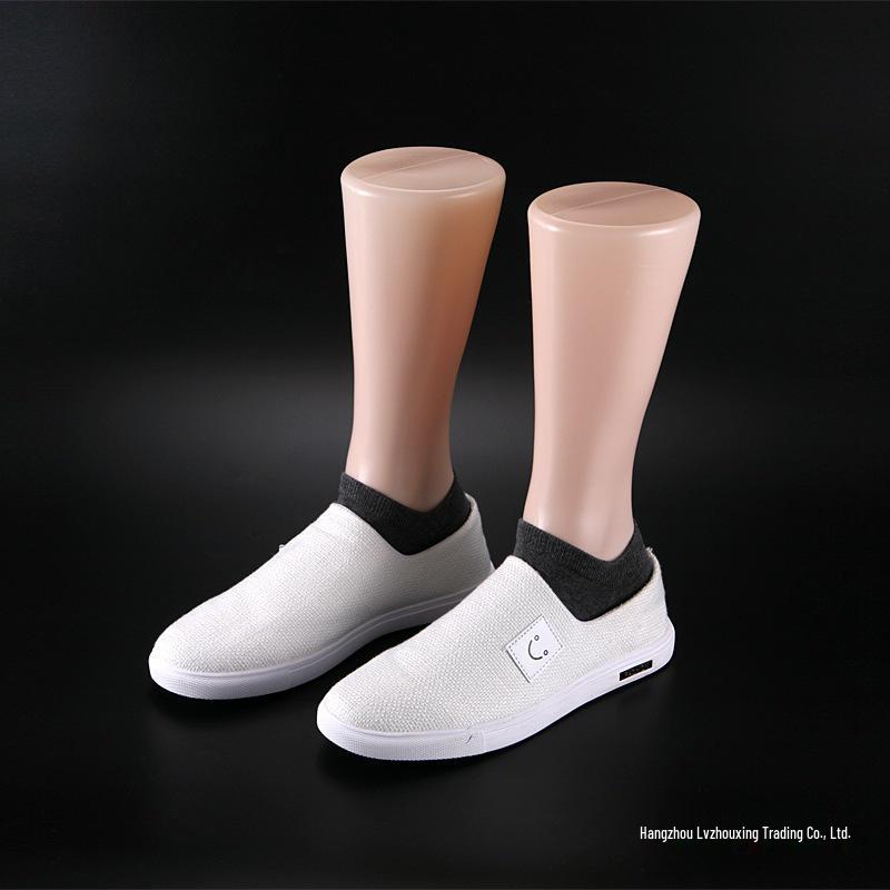 Black Plastic Foot Mannequin Model for Displaying Socks and Shoes - Male & Female Style, Flat-Bottomed, Ideal for Retail and Fashion Showcases.