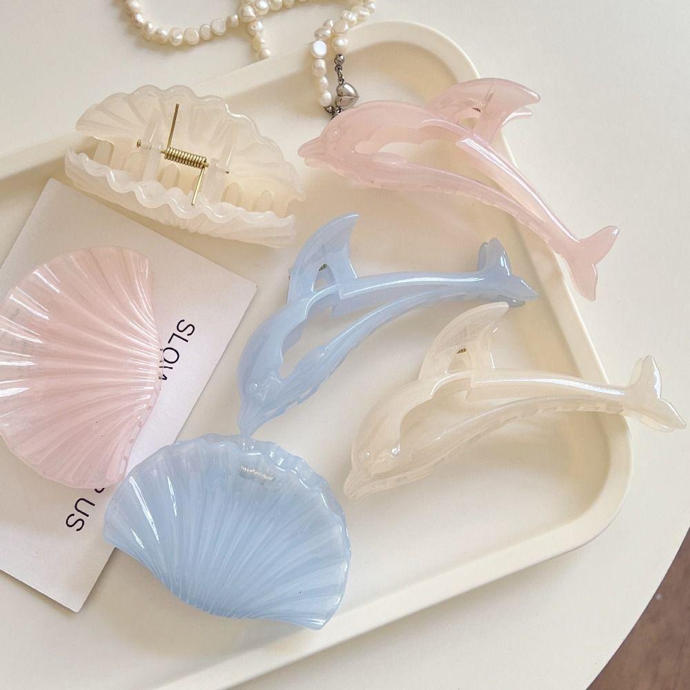 Dolphin Shell Series Hairpin Acetate Back Head Headwear Elegant Hair Claw Clip Hair Accessories