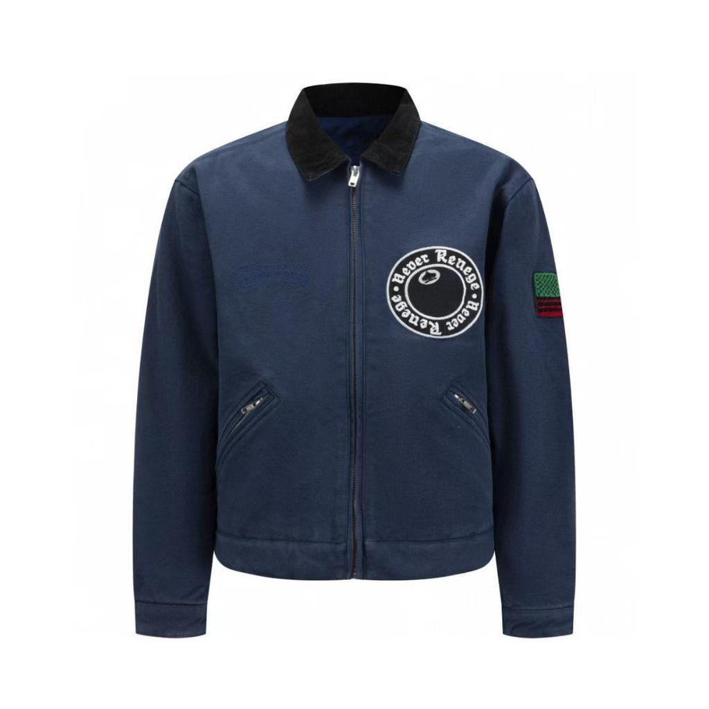 25SS Retro Slitstark Unisex Tvättad Baseball Arbetskläder Jacka