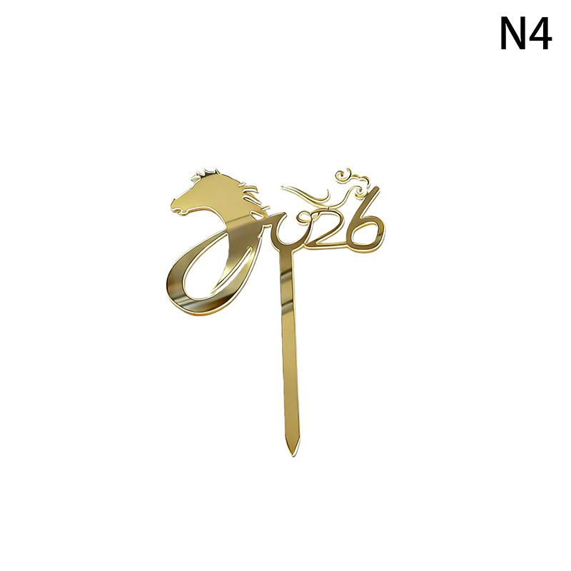 2026 Happy New Year Party Cake Topper Decoration Gold Acrylic Dessert Flag Kids New Year Xmas Gift Cake Topper Baking Supplies