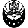 Lotus Metal Wall Art Moon Flower Sculpture Iron Sign Home Decor Black 12x10 Inch