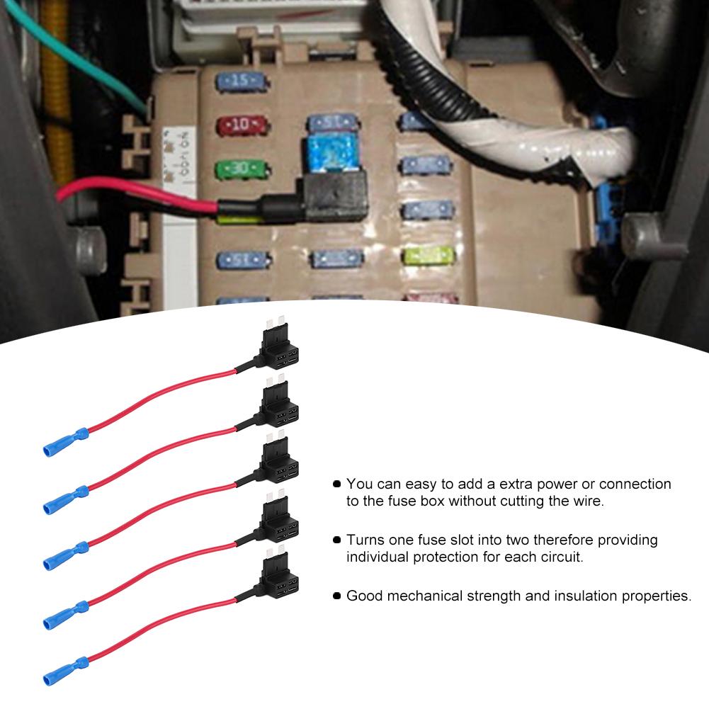 5Pcs Car Additional Circuit Medium Standard Blade Fuse Box Block Holder