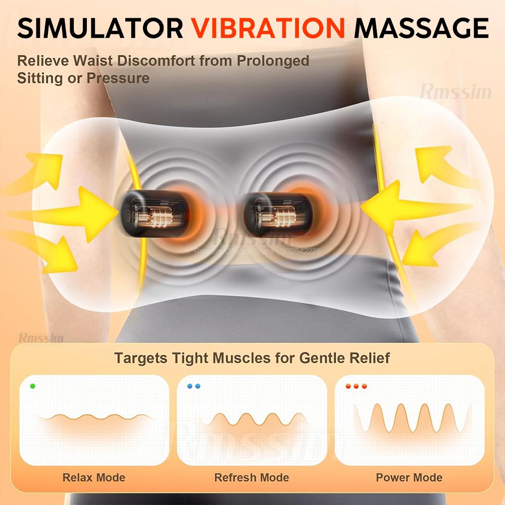 3-in-1 Electric Lumbar Support Pillow with Heat,Vibration &Traction,Waist Relief Waist Support Back Pillow Waist Protection Pad