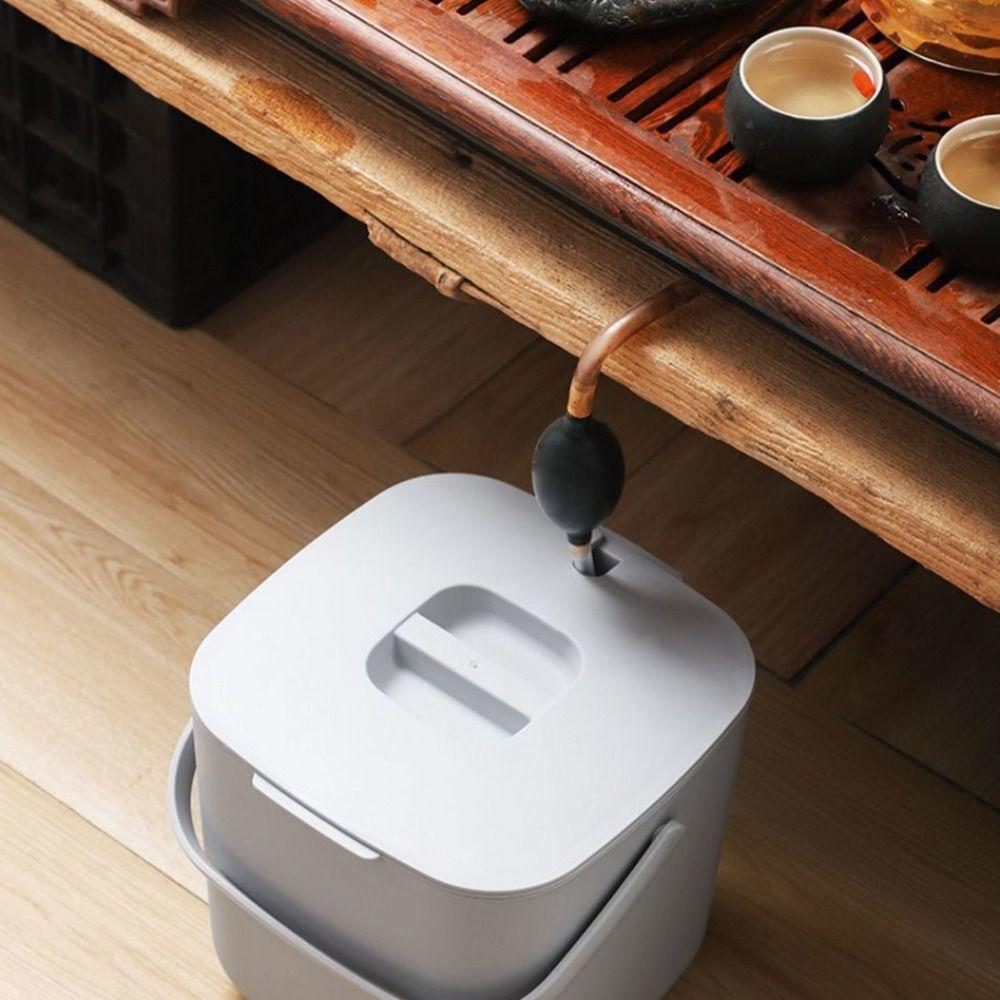 2 Tier Kitchen Food Waste Bucket with Drainer Garbage Bin Portable Tea Trash Can  Table