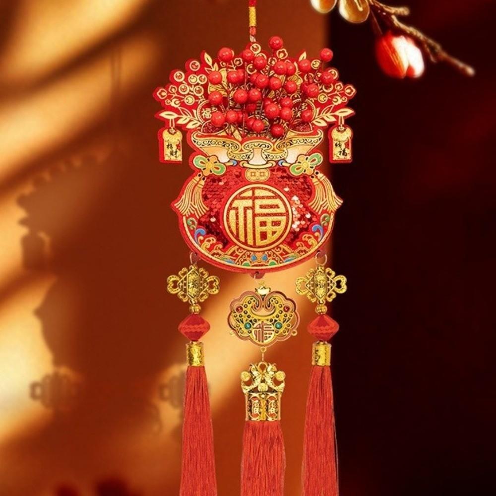 New With Tassel Chinese New Year Decoration Chinese Style Lucky Charm Wall Hanging Ornament Spring Festival Ornament Home