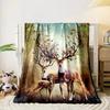 Deer with elaborate antlers resembling trees decorated with flowers and fruit. for all seasons blanket lunch break throw gift