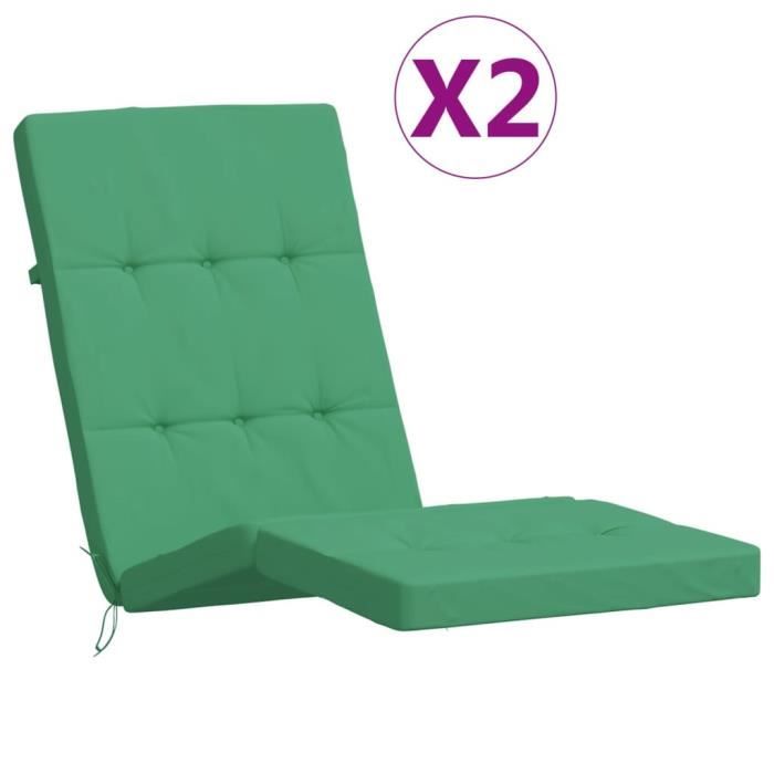 VidaXL Coussins de chaise longue lot de 2 vert tissu oxford 361989
