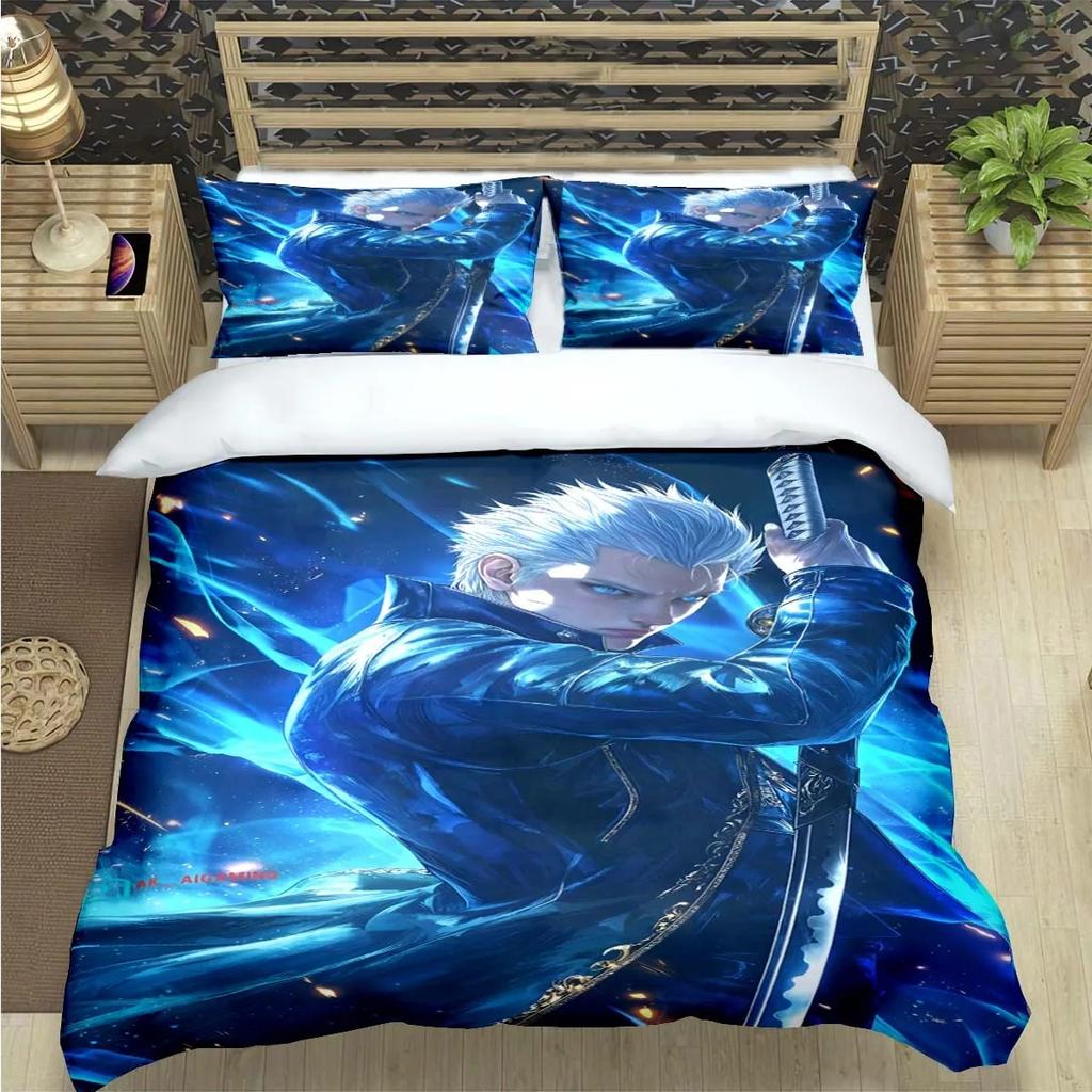 3pcs D-Devil May Cry Game Bedding Set Duvet Cover Pillowcase Kids Adult Bedroom Decoration Single/Double/Queen Large Size Gift