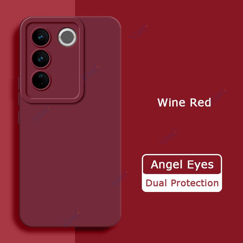 Quadratische Angel Eyes-Hüllen aus flüssigem Silikon für VIVO V27 Pro VIVOV27 V27Pro V 27 5G, weiche 360-Grad-Schutzhülle für Jungen und Mädchen