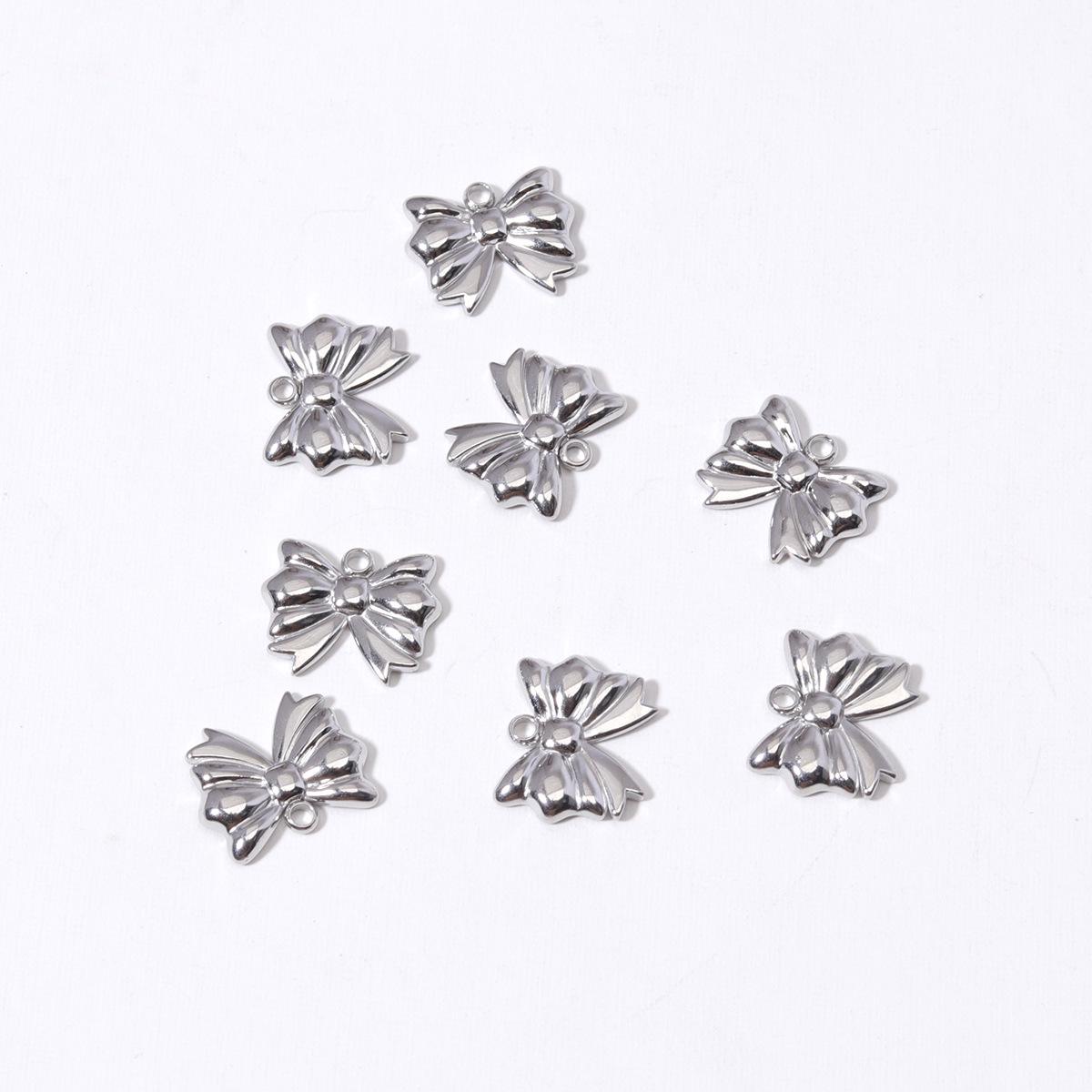 Stainless Steel Bow Pendant for Necklaces, Bracelets, Keychains, and Bags