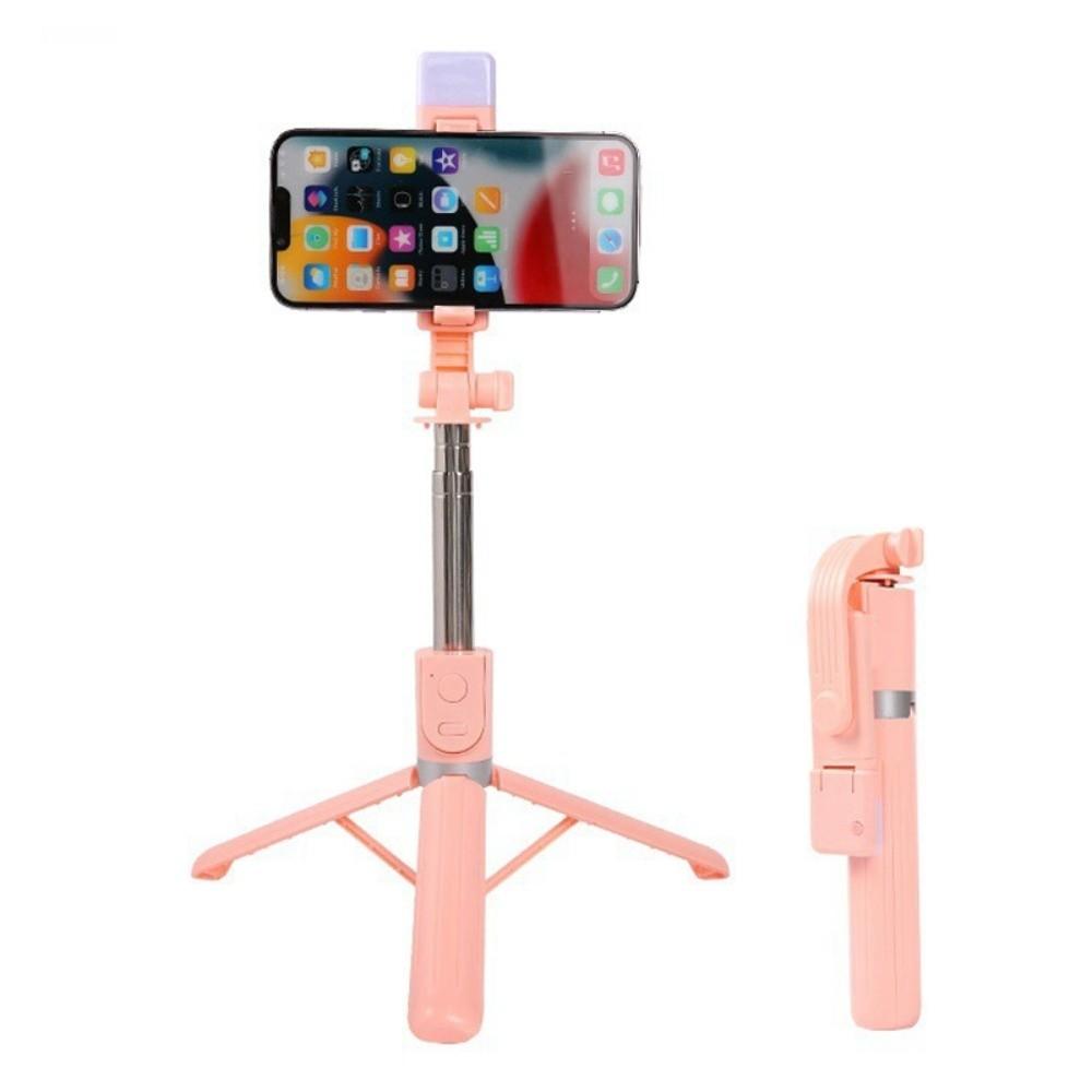 With LED Lamp Bluetooth Selfie Stick Portable Selfie Stick Tripod  Vlog Photography