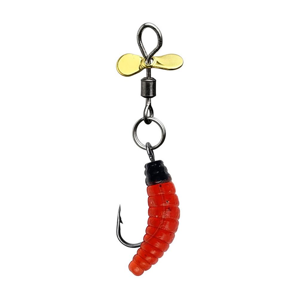 1PC Propeller Bread Worm Fishing Lure Spinner Spinning Bait Rotating Blade Sequin Bionic Fish Lure for Trout Tilapia Perch красный