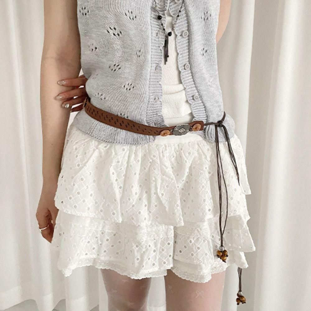 Retro Bohemian Style Waist Chain Flower Women Woven Belt Ethnic Style Belt  Dress Decoration