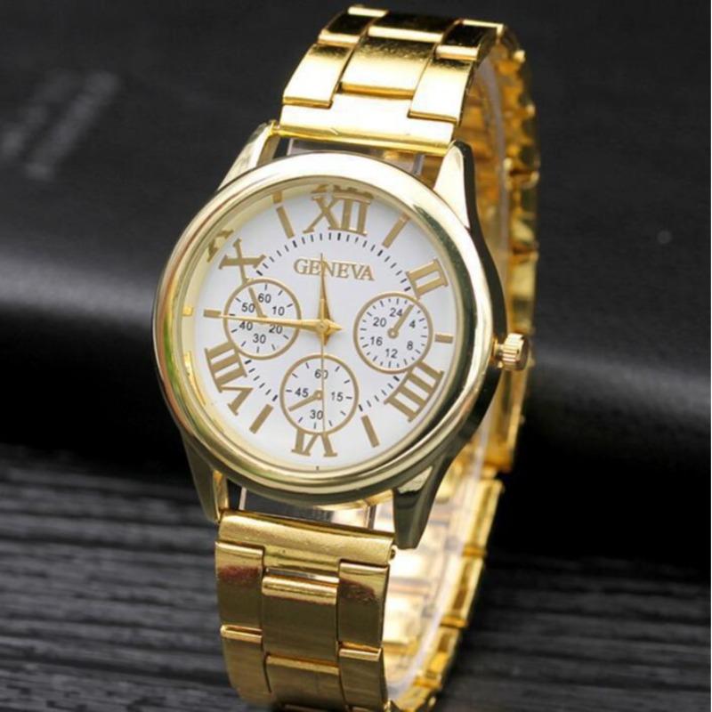 Geneva Steel Belt Men's Watch, Men's Watch, Fashion Three-Eyed Quartz Women's Watch