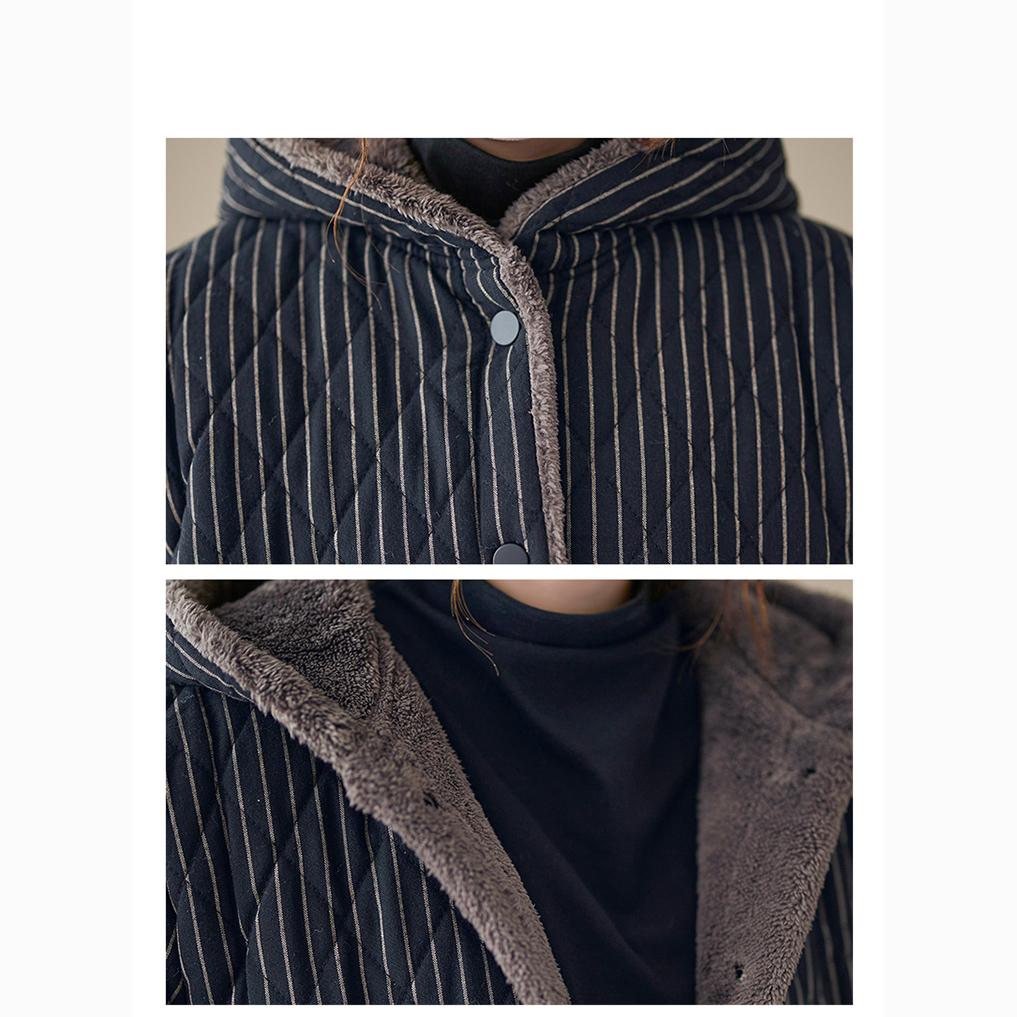 Casual Winter Jackets Stripe Hooded Quilted Thicken Coats Women's Clothing Large Size Long Parkas Winter Cotton Coats