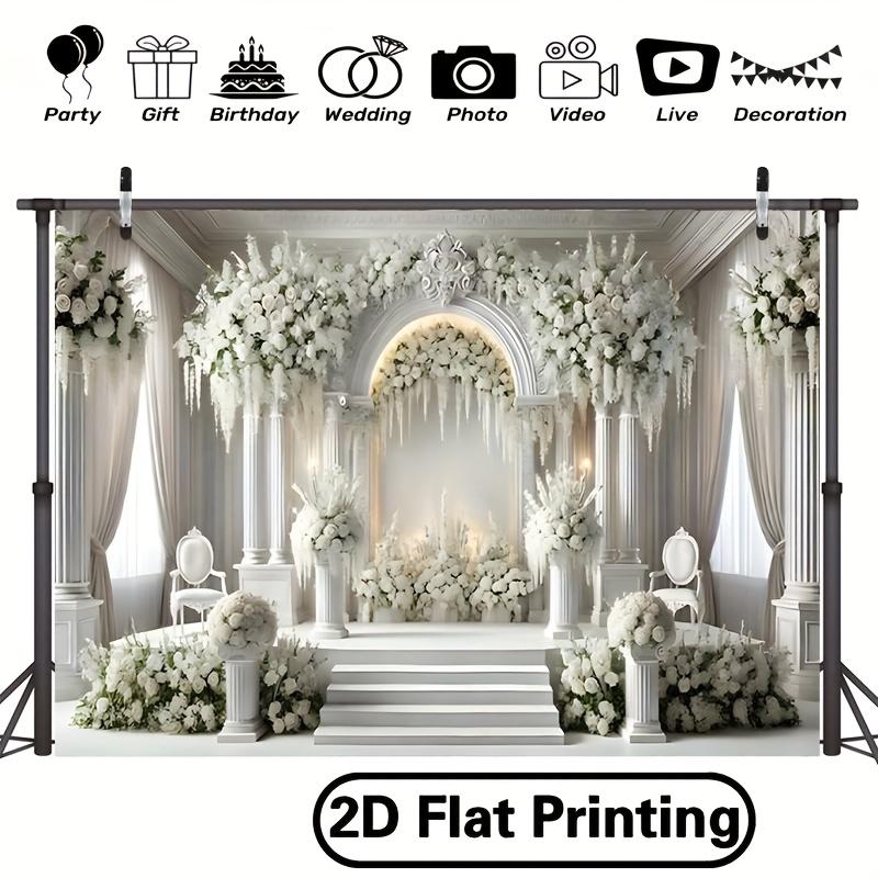 2D Flat 1 Piece Elegant White Floral Arch Party Banner Versatile Indoor and Outdoor Decoration No Need for Electricity