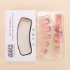 24 Pieces Short French Tip Press On Nail Square Shape False Nail Stick on Nail With Bows And Flower Design For Women