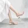 2024 New Small Size Fashion Summer Two Wear Sandals Women's Summer Straps Gentle Medium Heel Coarse Heel High Heel Sandals