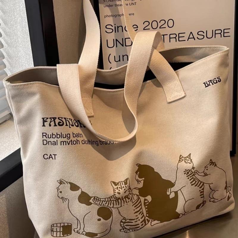 Frühling und Sommer Große Kapazität Canvas Tasche, Modische Damen Einzel Schulter Handtasche, Studentische Frühjahrs-Ausflugs-Reisetasche