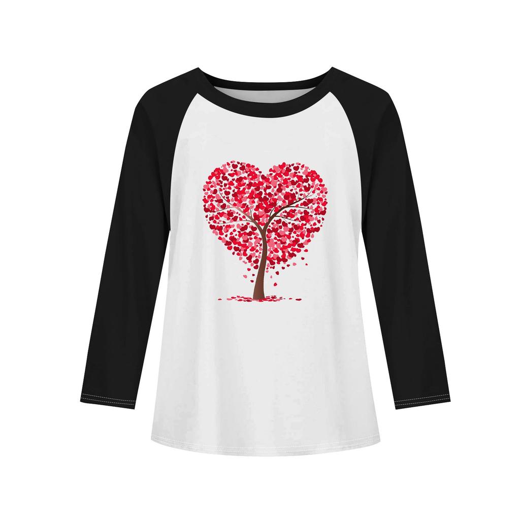 Mädchen Langarm Liebe Valentinstag T-Shirts Kinder Herbst Oberteile Rundhals Basic T-Shirts 5-14J